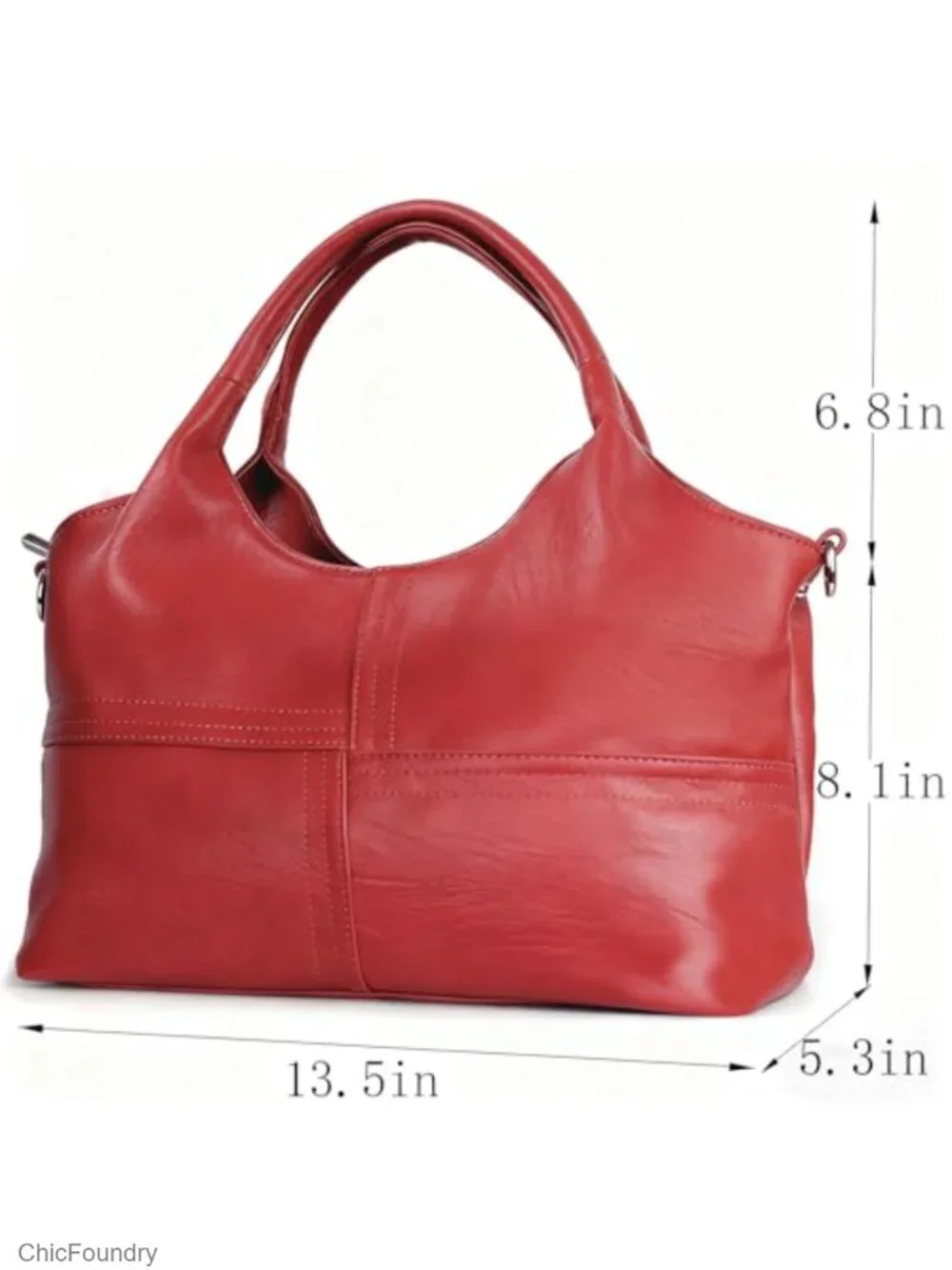 Vegan Leather Tote Hobo Bag with Detachable Satchel Strap